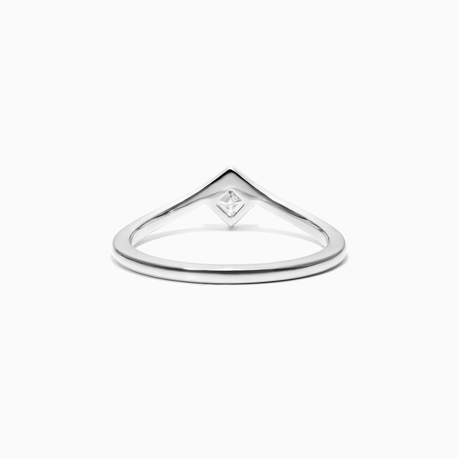 Anel De Ouro Branco 18k Em V De Luxo Diamante Solitario Sally