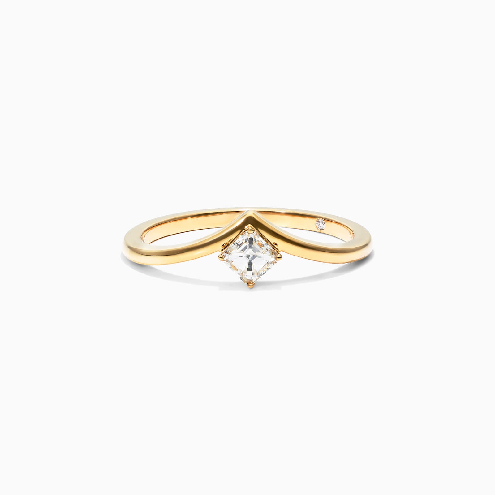 Anel De Ouro Amarelo 18k Em V De Luxo Diamante Solitario Sally