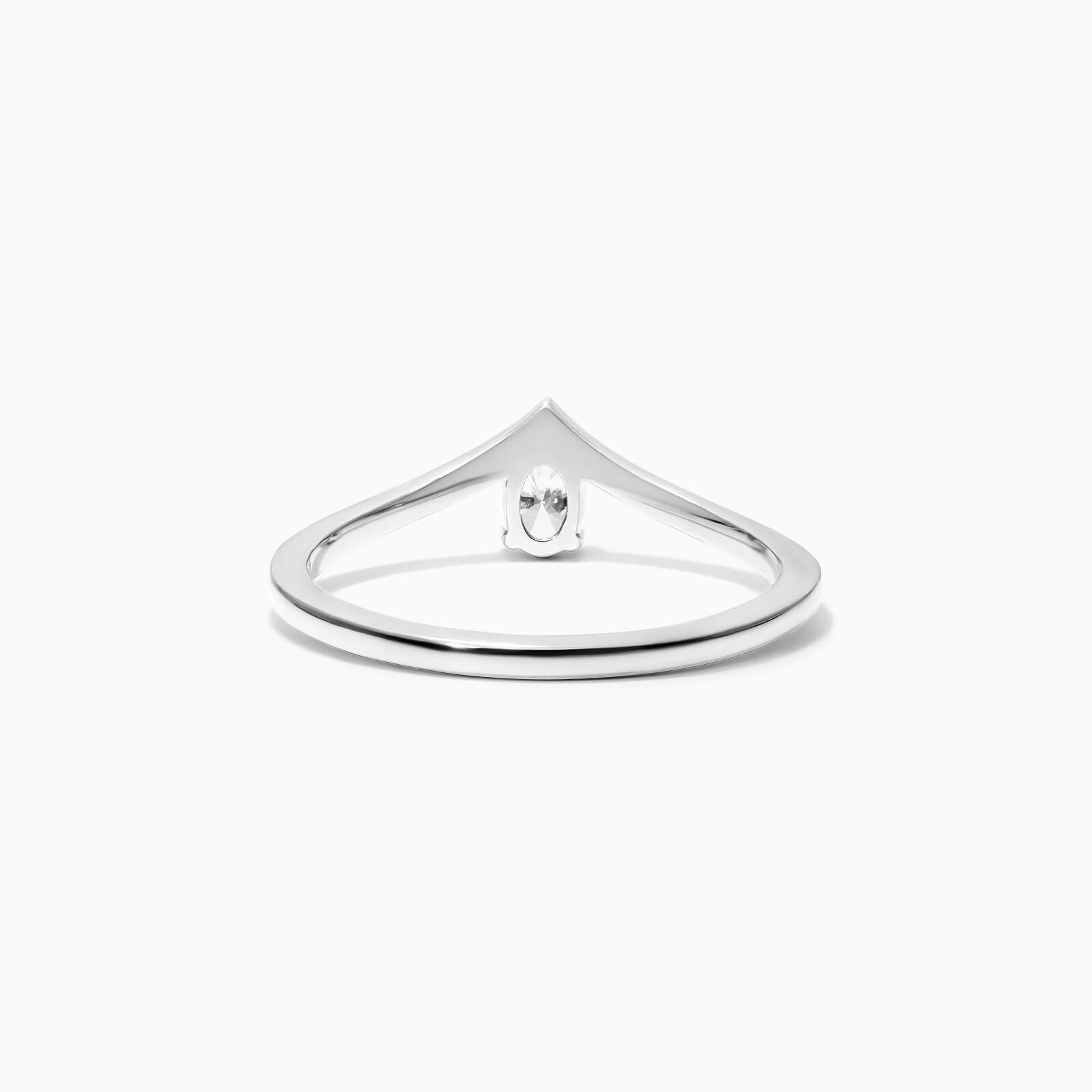 Anel De Ouro Branco 18k Em V De Luxo Diamante Solitario Queen - AUREA FINE JEWELRY
