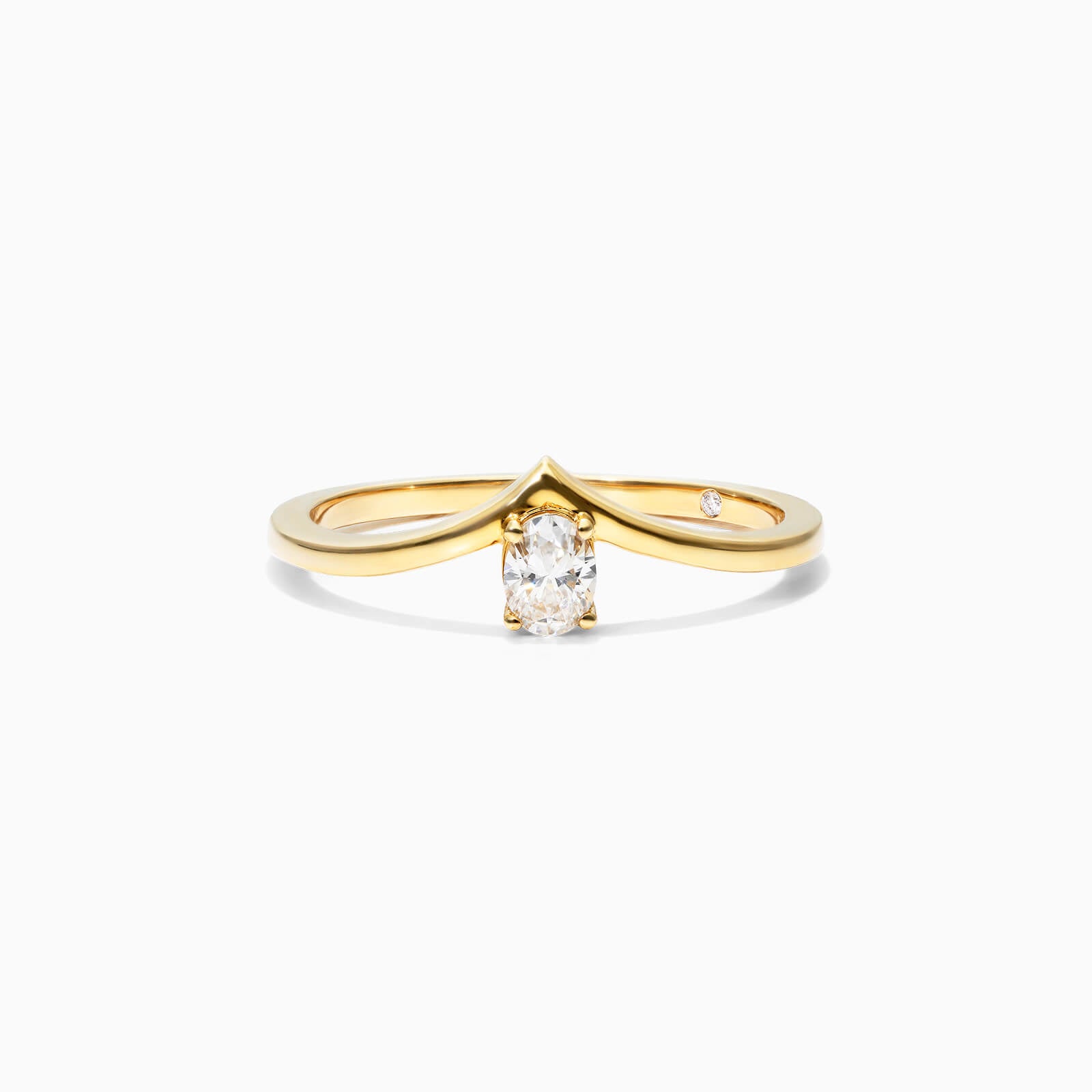 Anel De Ouro Amarelo 18k Em V De Luxo Diamante Solitario Queen - AUREA FINE JEWELRY