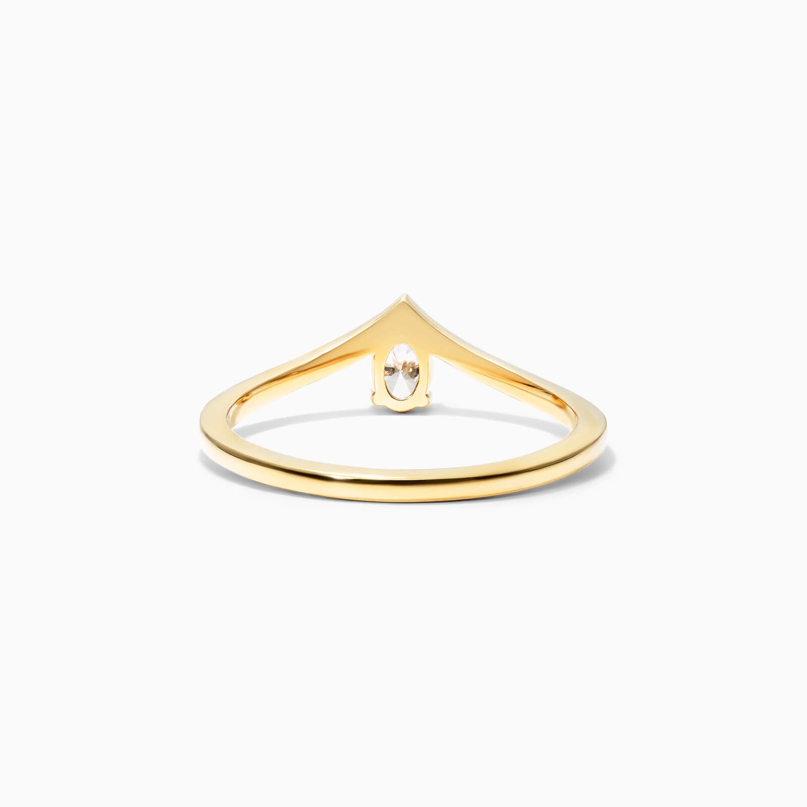 Anel De Ouro Amarelo 18k Em V De Luxo Diamante Solitario Queen - AUREA FINE JEWELRY