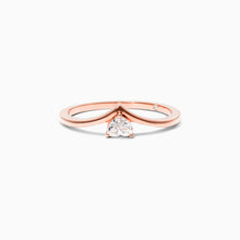 Anel De Ouro Rosa 18k Em V De Luxo Diamante Solitario Hearth
