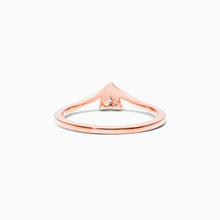 Anel De Ouro Rosa 18k Em V De Luxo Diamante Solitario Hearth