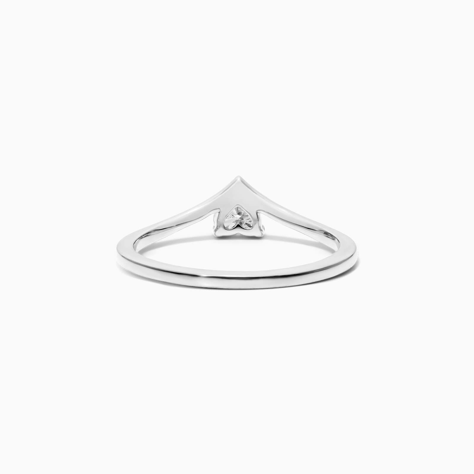 Anel De Ouro Branco 18k Em V De Luxo Diamante Solitario Hearth - AUREA FINE JEWELRY