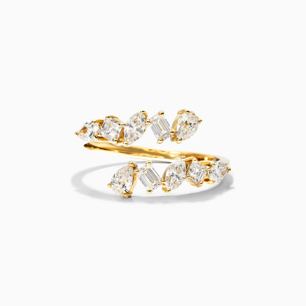 Anel De Ouro 18k Luxo de Diamantes Variados