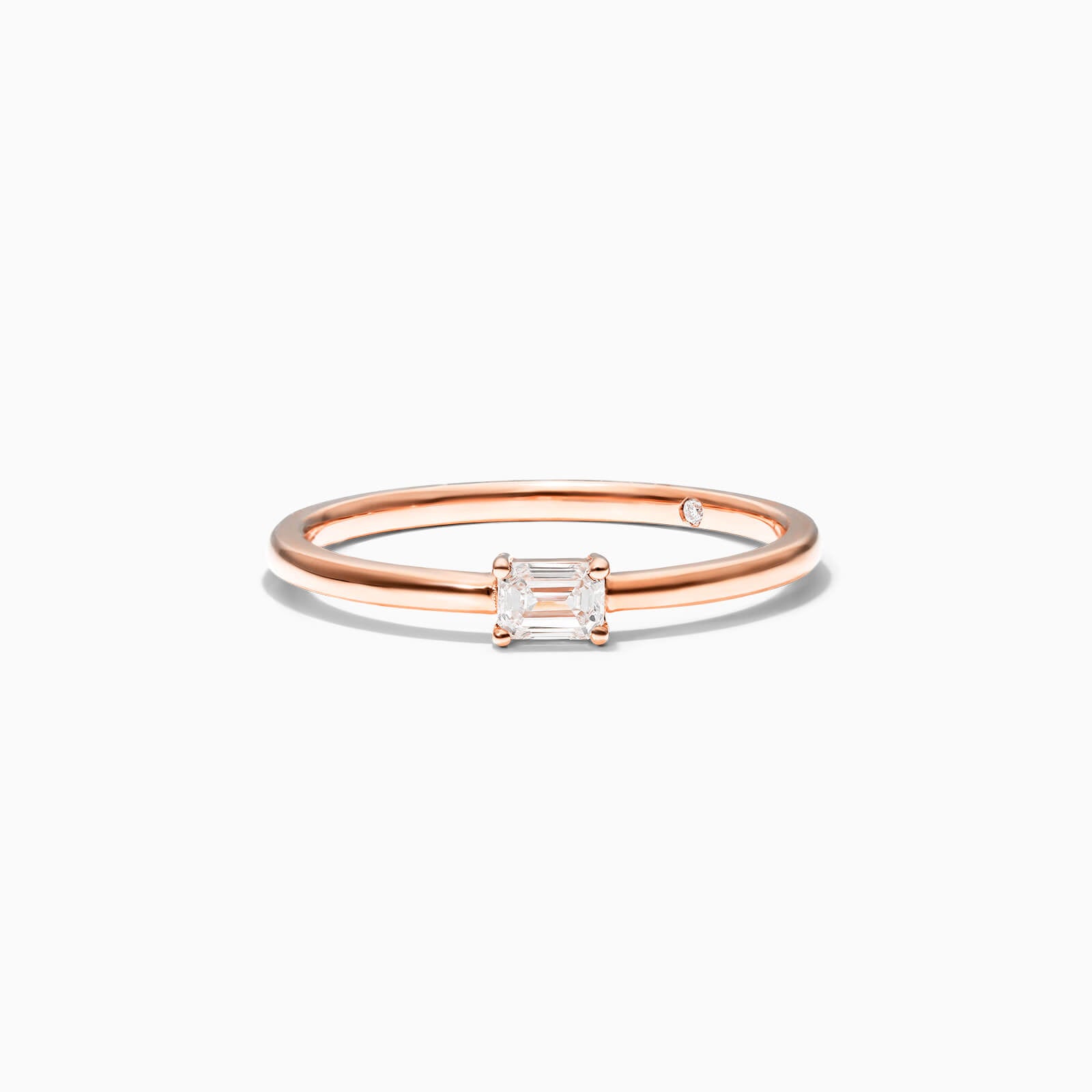 Anel De Ouro Rosa 18k Delicado Diamante Baguette Solitario | New | anel-de-noivado, Anéis, diamante, noivado, pink | AUREA FINE JEWELRY