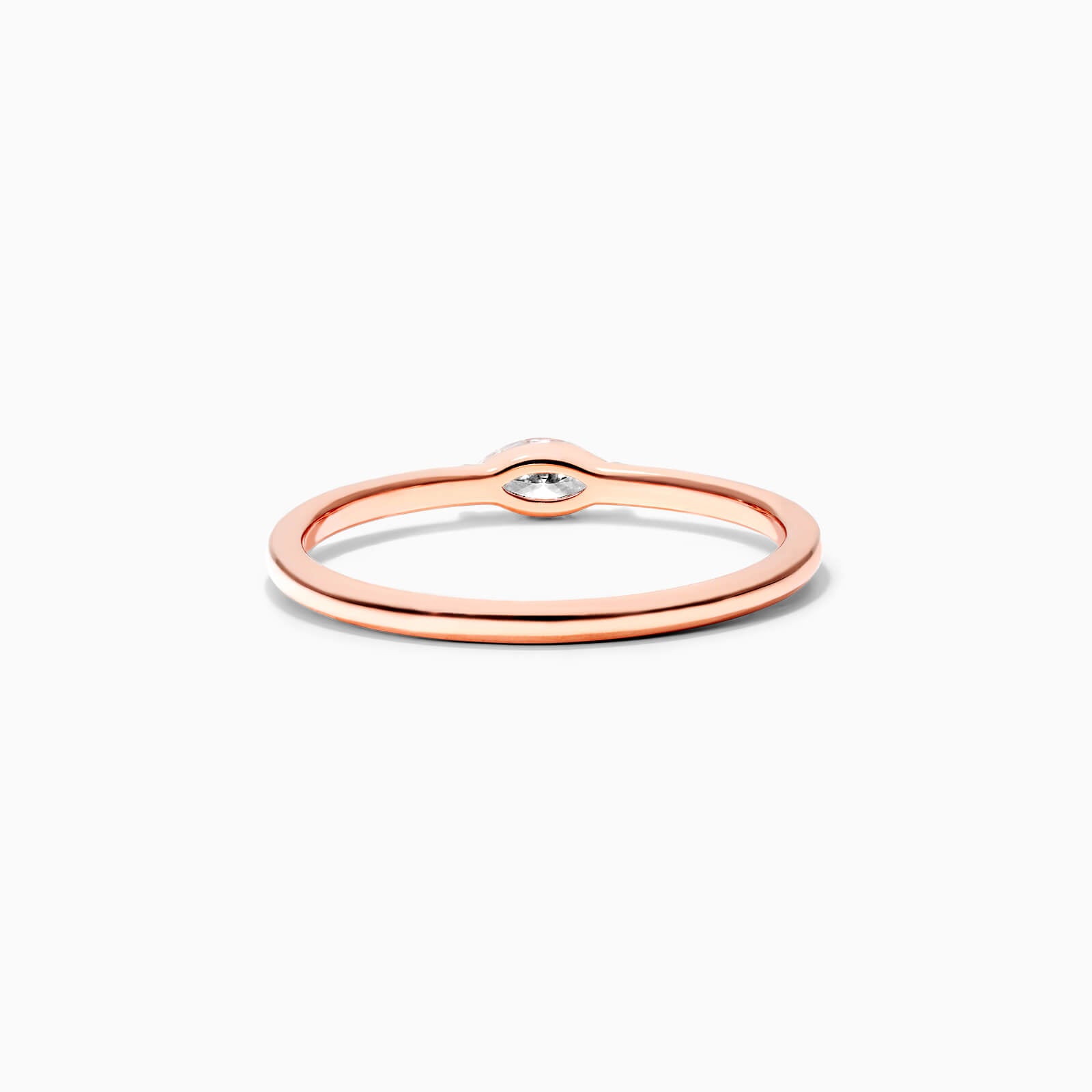 Anel De Ouro Rosa 18k Delicado Diamante Navette Solitario