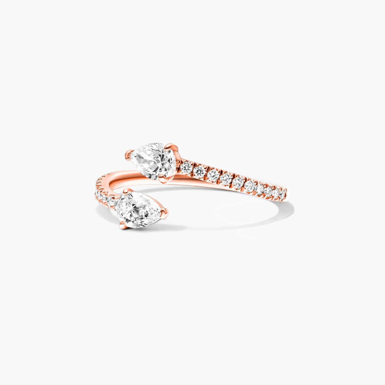 Anel Aberto de Ouro Rosa 18k C/ Diamantes Brilhantes