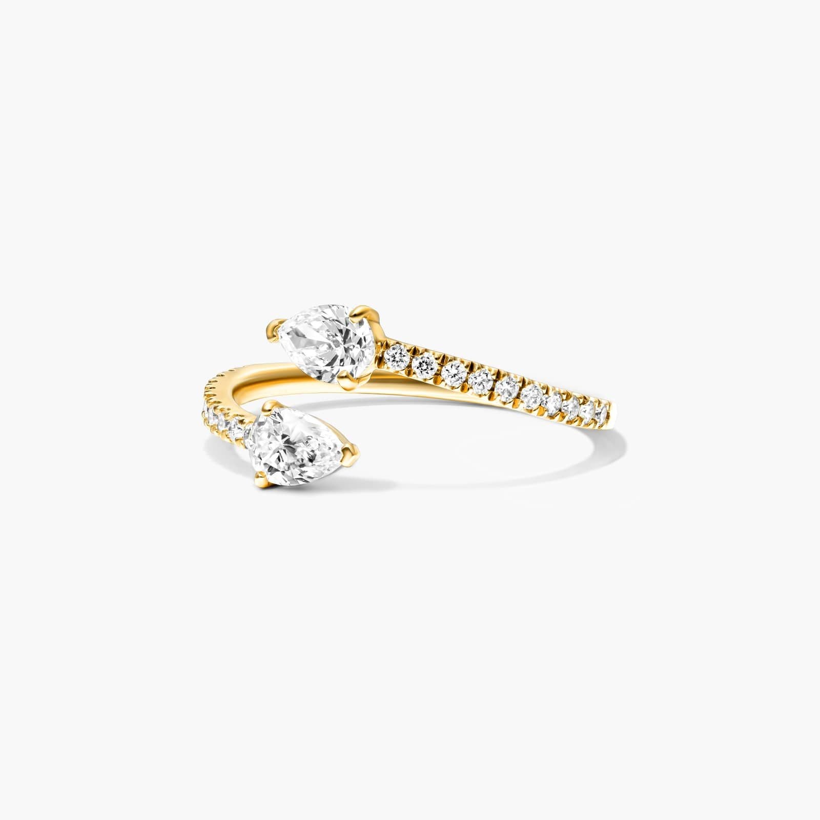 Anel Aberto de Ouro Amarelo 18k C/ Diamantes Brilhantes