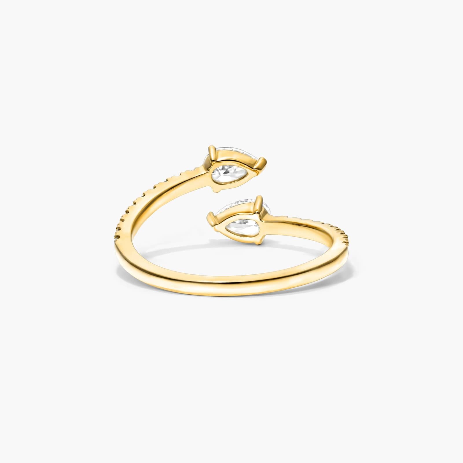 Anel Aberto de Ouro Amarelo 18k C/ Diamantes Brilhantes