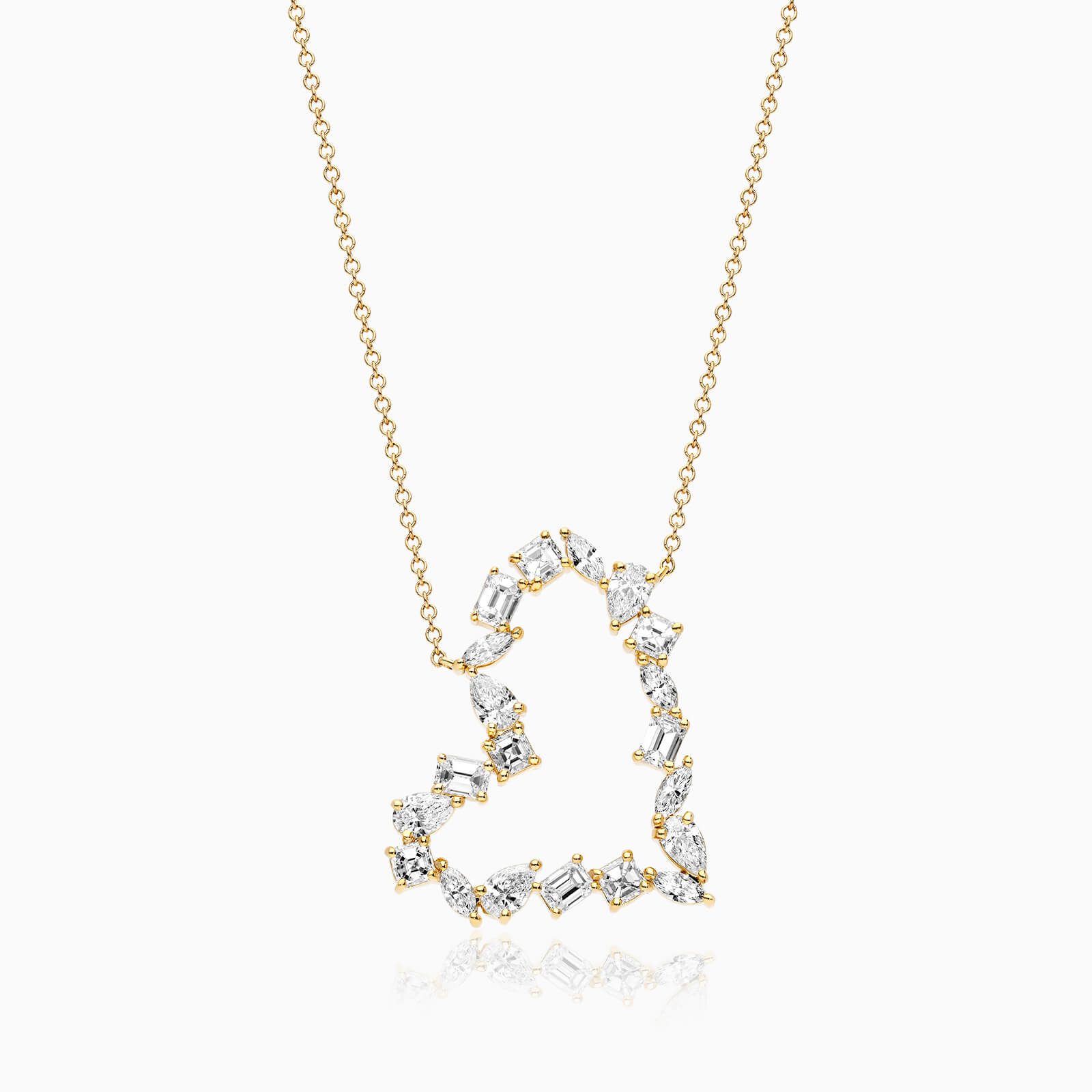 Corrente feminina em Ouro 18k diamantes coração luxo