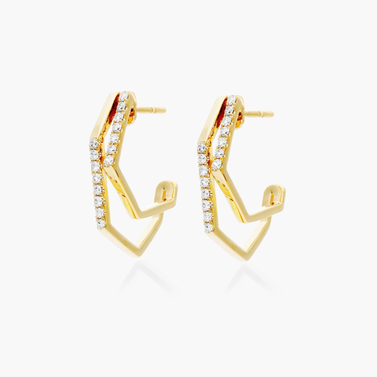 Brinco de Ouro 18k feminino Diamantes Geometric Luxo | New | Brincos, diamante, yellow | AUREA FINE JEWELRY