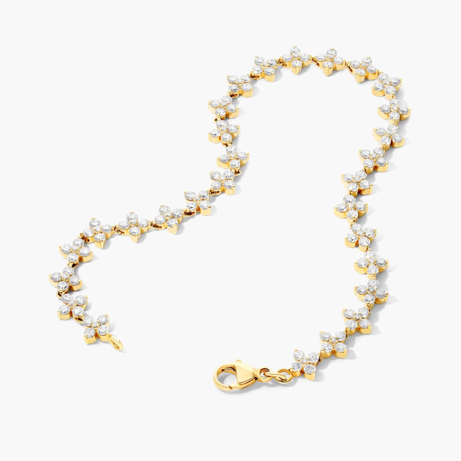 Pulseira Feminina Riviera de Ouro 18k Diamantes Flowers