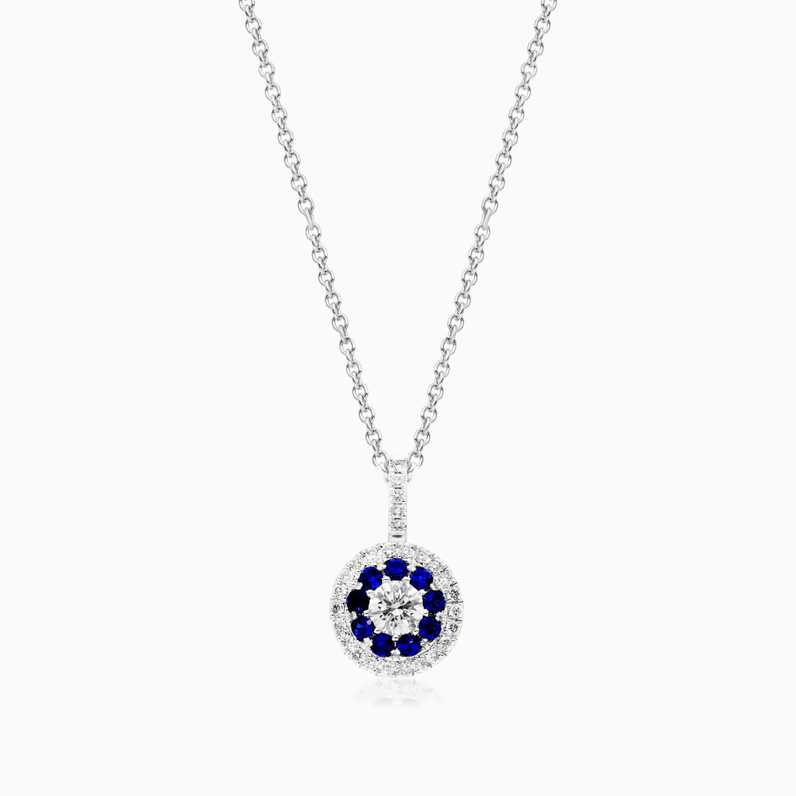 Corrente feminina em Ouro 18k diamantes e Safiras Luxo