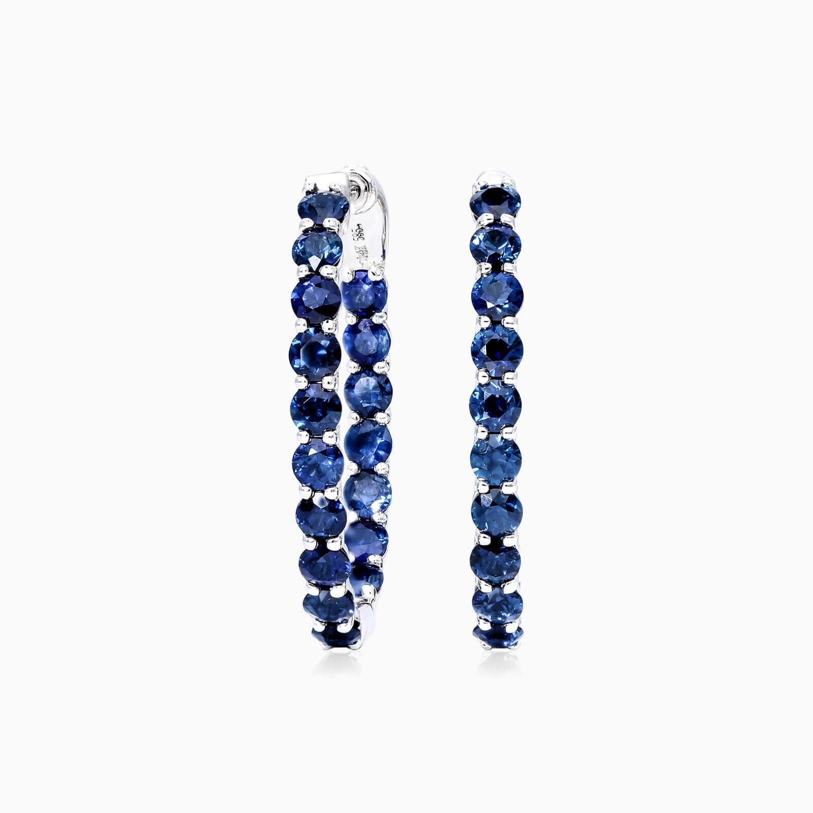 Brinco Argola De Safira Azul em Ouro 18k Branco De Luxo | New | Brincos, Celestial Diamonds, Safira, white | AUREA FINE JEWELRY