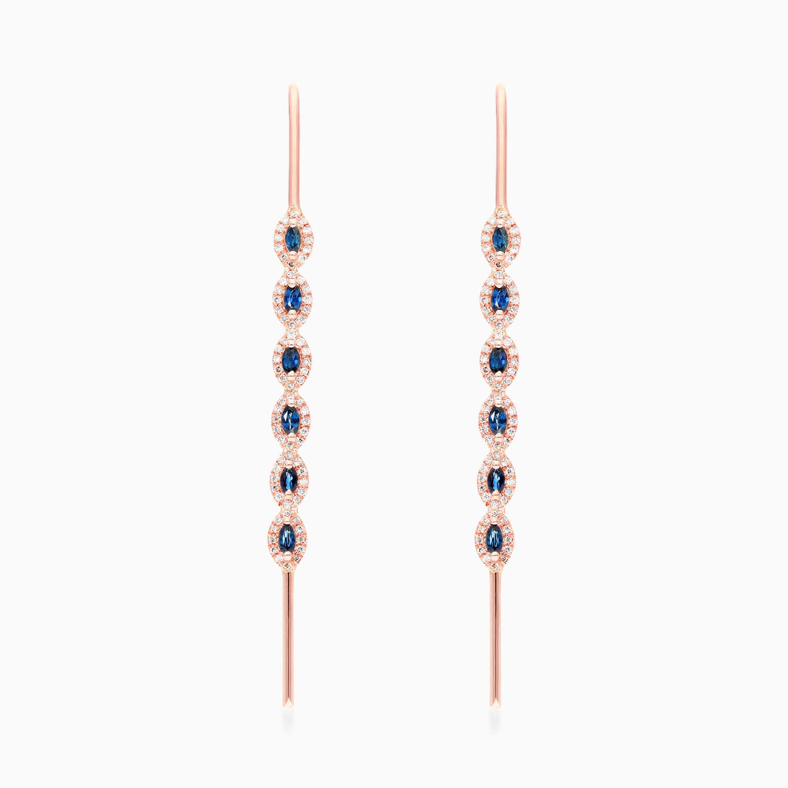 Brinco De Ouro Rosa 18k Safiras Marquesa e Diamantes Redondos | New | Brincos, Celestial Diamonds, diamante, pink, Safira | AUREA FINE JEWELRY