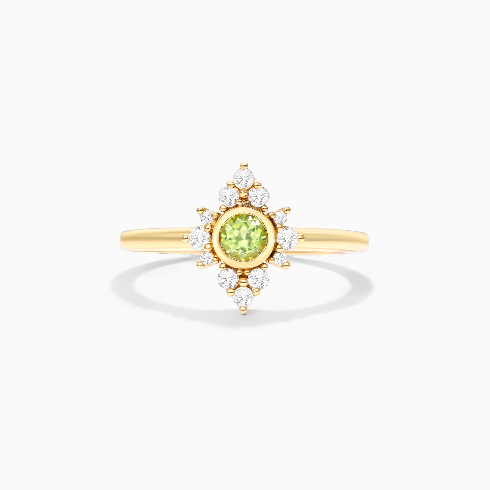 Anel De Ouro 18k c/ Peridoto e Diamantes Brilhantes de Luxo | New | anel-de-noivado, Anéis, diamante, Esmeralda, noivado, yellow | AUREA FINE JEWELRY