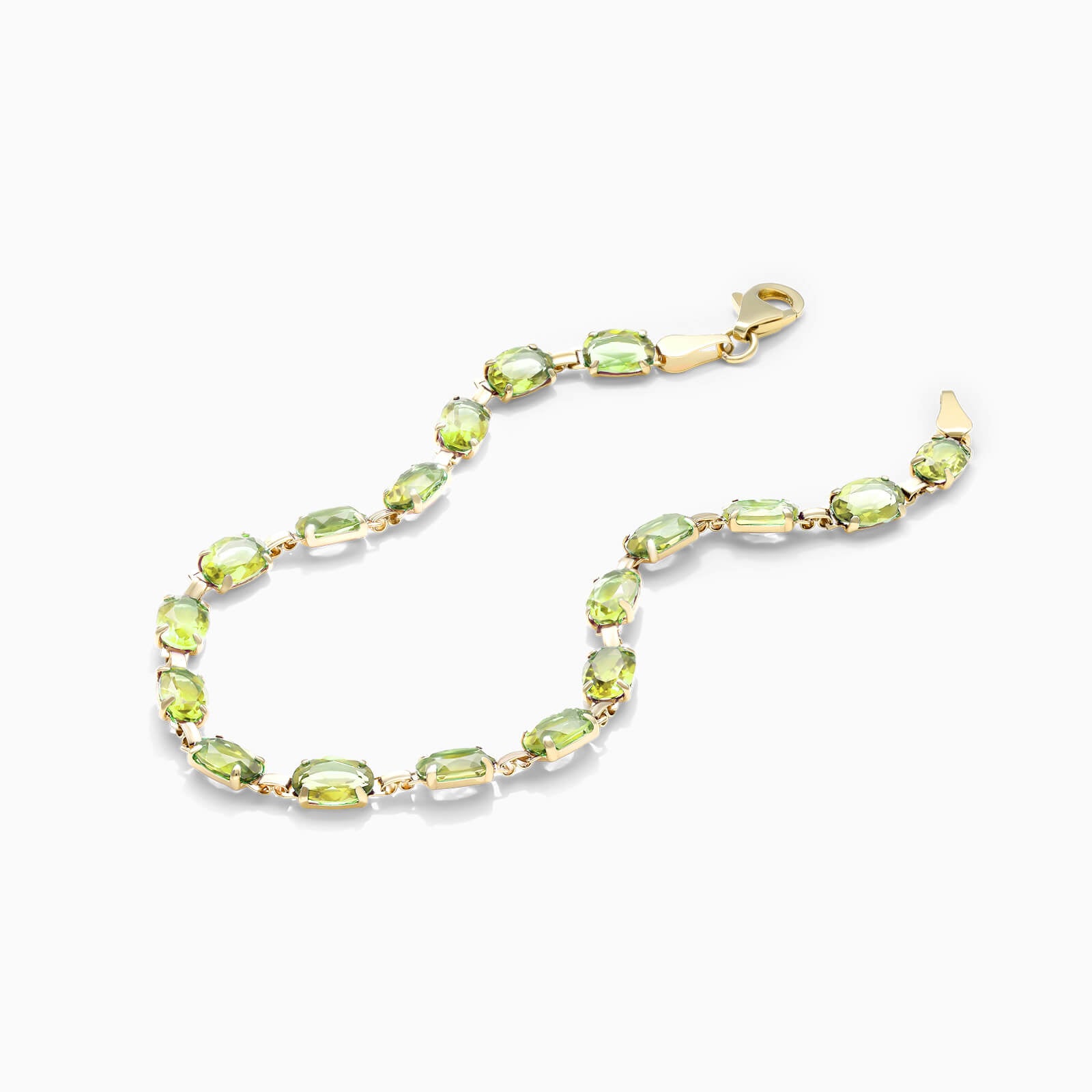 Pulseira Feminina de Ouro Amarelo 18k Peridoto Luxo