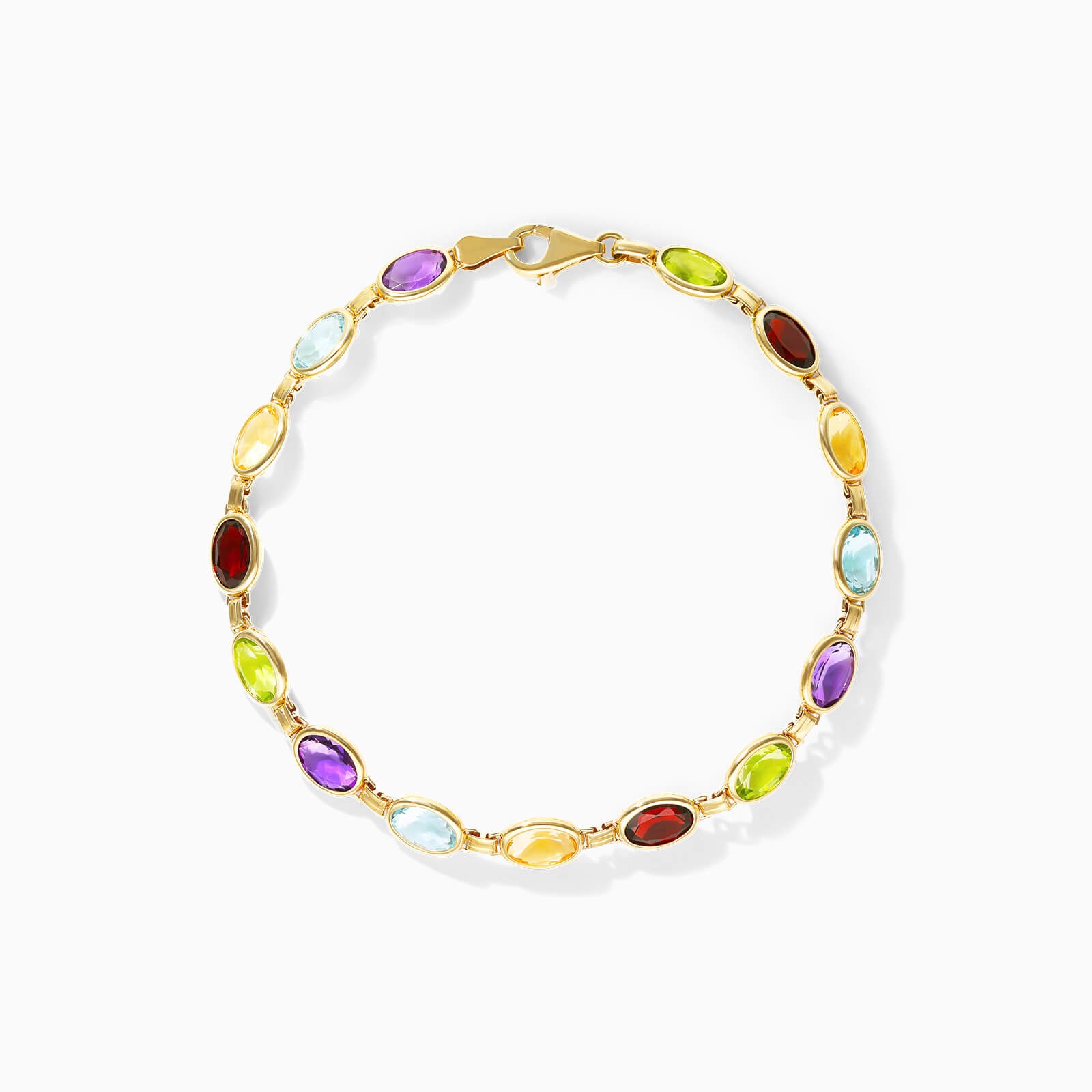 Pulseira Feminina de Ouro Amarelo 18k Pedras Coloridas de Luxo