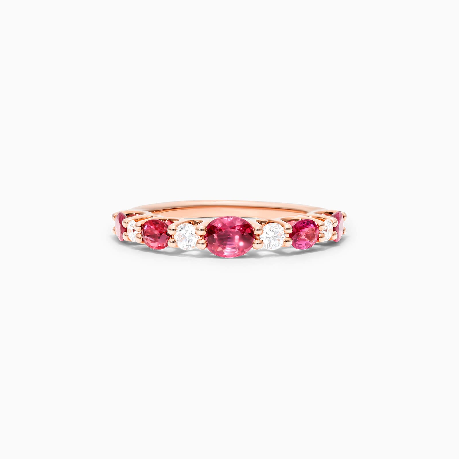 Anel De Ouro Rosa 18k Alternado Rubis E Diamantes | New | Aparadores, diamante, pink, rubi | AUREA FINE JEWELRY