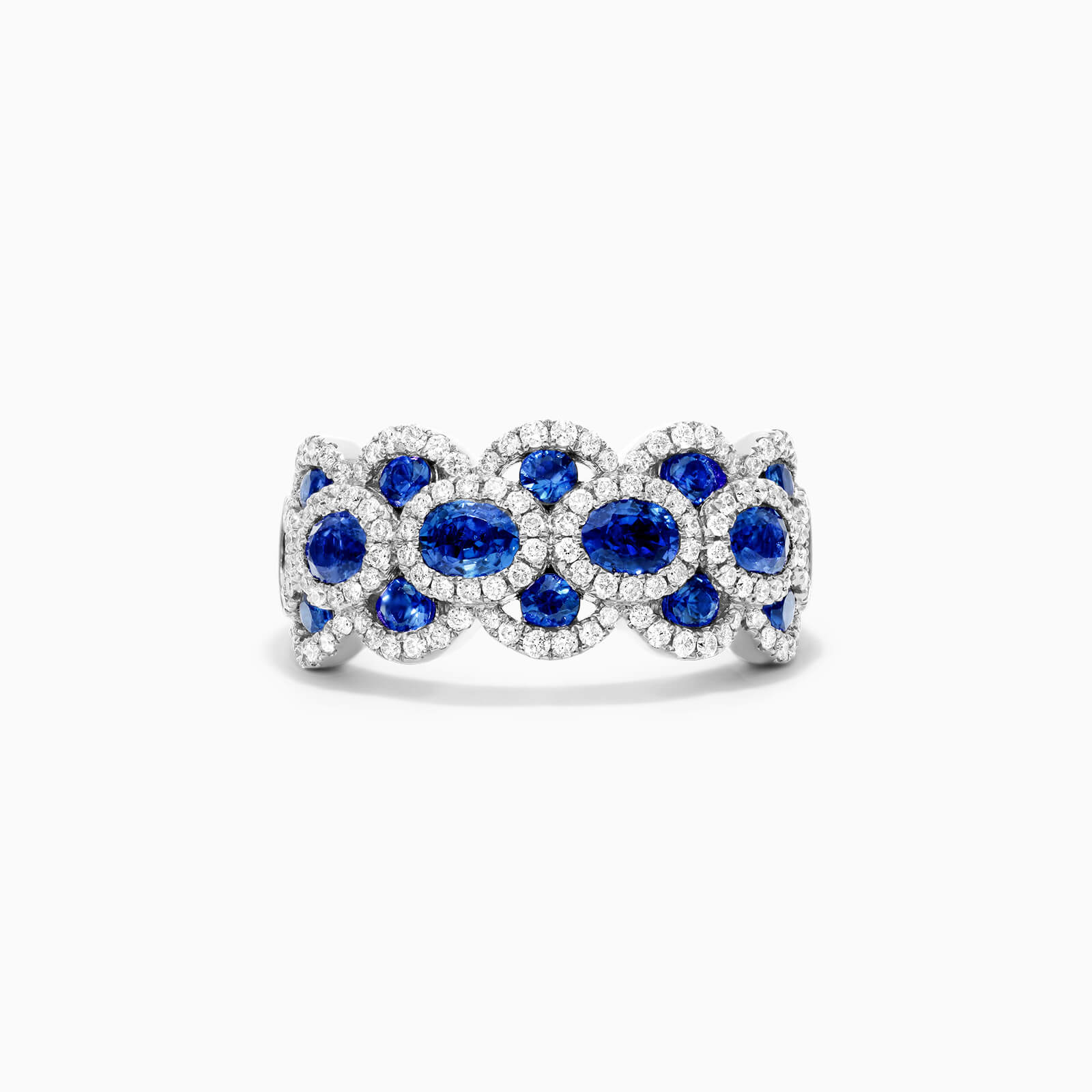 Anel De Ouro 18k Ondulado C/ Safira e Diamantes | New | Anéis, diamante, Safira, white | AUREA FINE JEWELRY