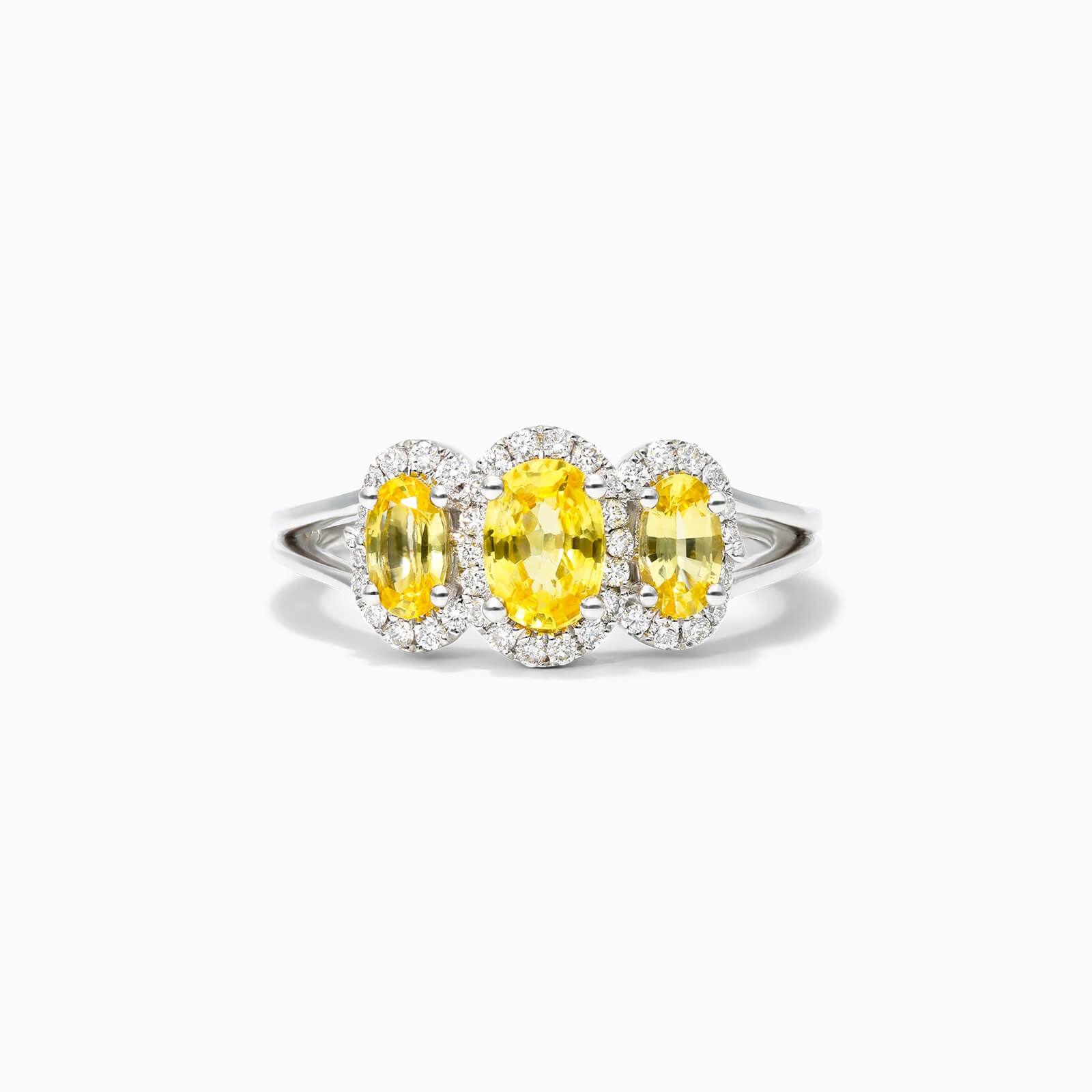 Anel De Ouro Branco 18k Três Safira Amarela e Diamantes | New | anel-de-noivado, Anéis, citrino, diamante, noivado, Safira, white | AUREA FINE JEWELRY