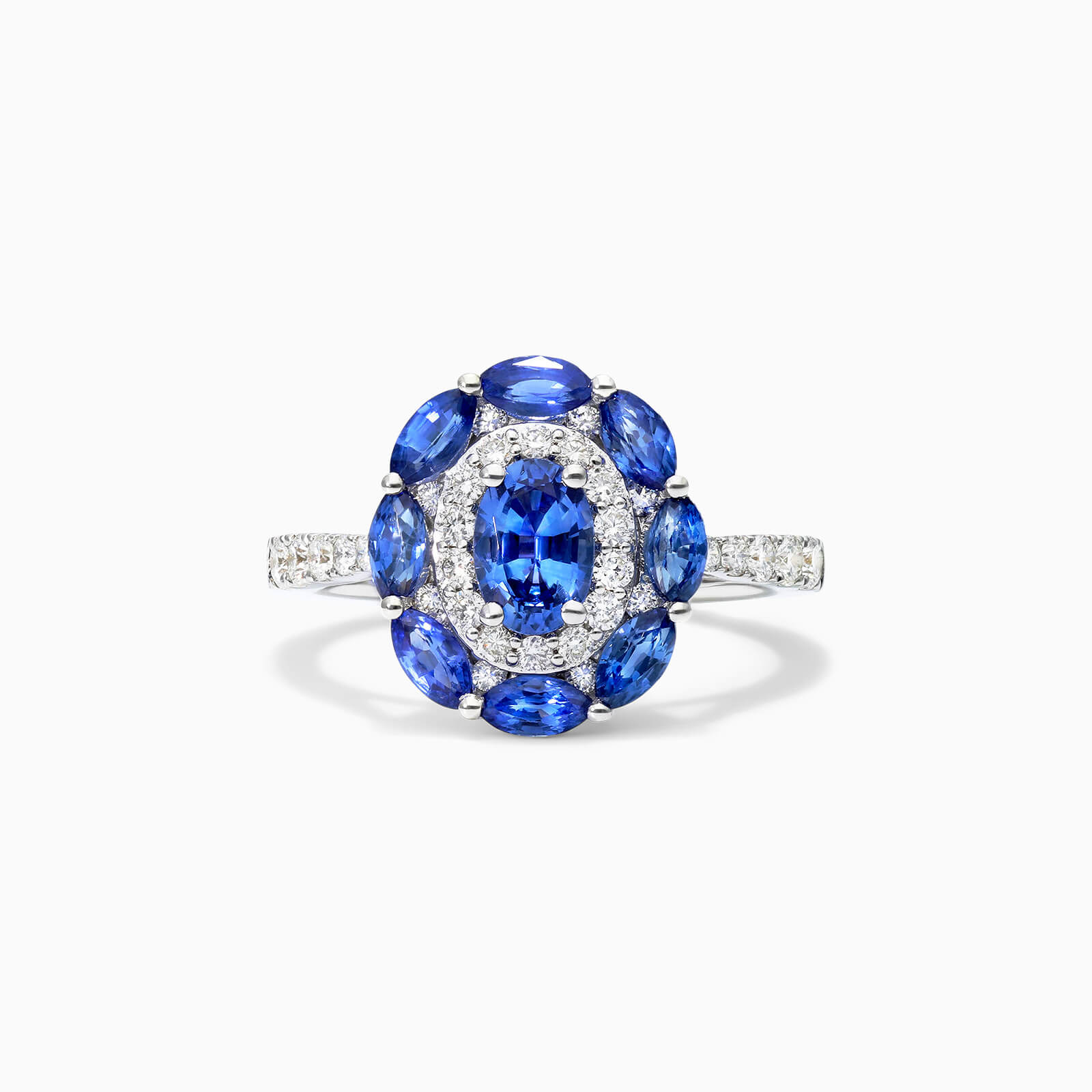 Anel De Ouro Branco 18k Safiras Azuis e Diamantes Delicados Lindy | New | anel-de-noivado, Anéis, diamante, noivado, Safira, white | AUREA FINE JEWELRY