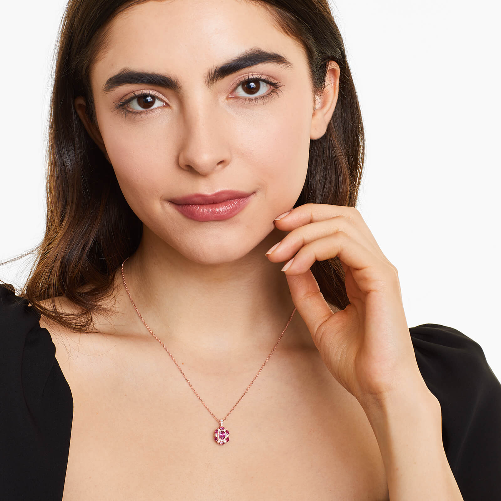 Colar Feminina Corrente em Ouro 18k de Rubis e Diamantes Luxo