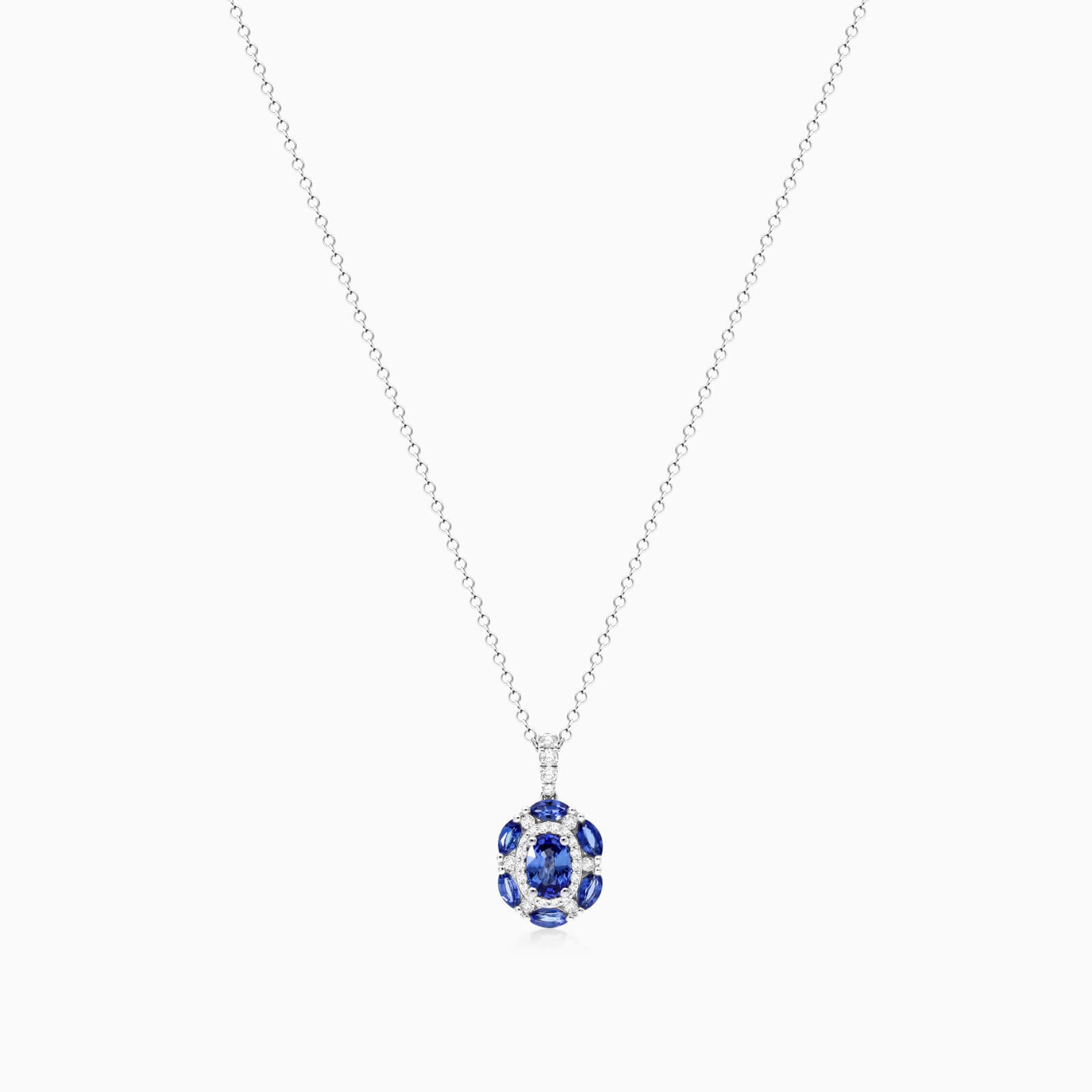 Colar Feminina Corrente em Ouro 18k de Safira Azul e Diamantes Luxo | diamante, Safira, white | AUREA FINE JEWELRY