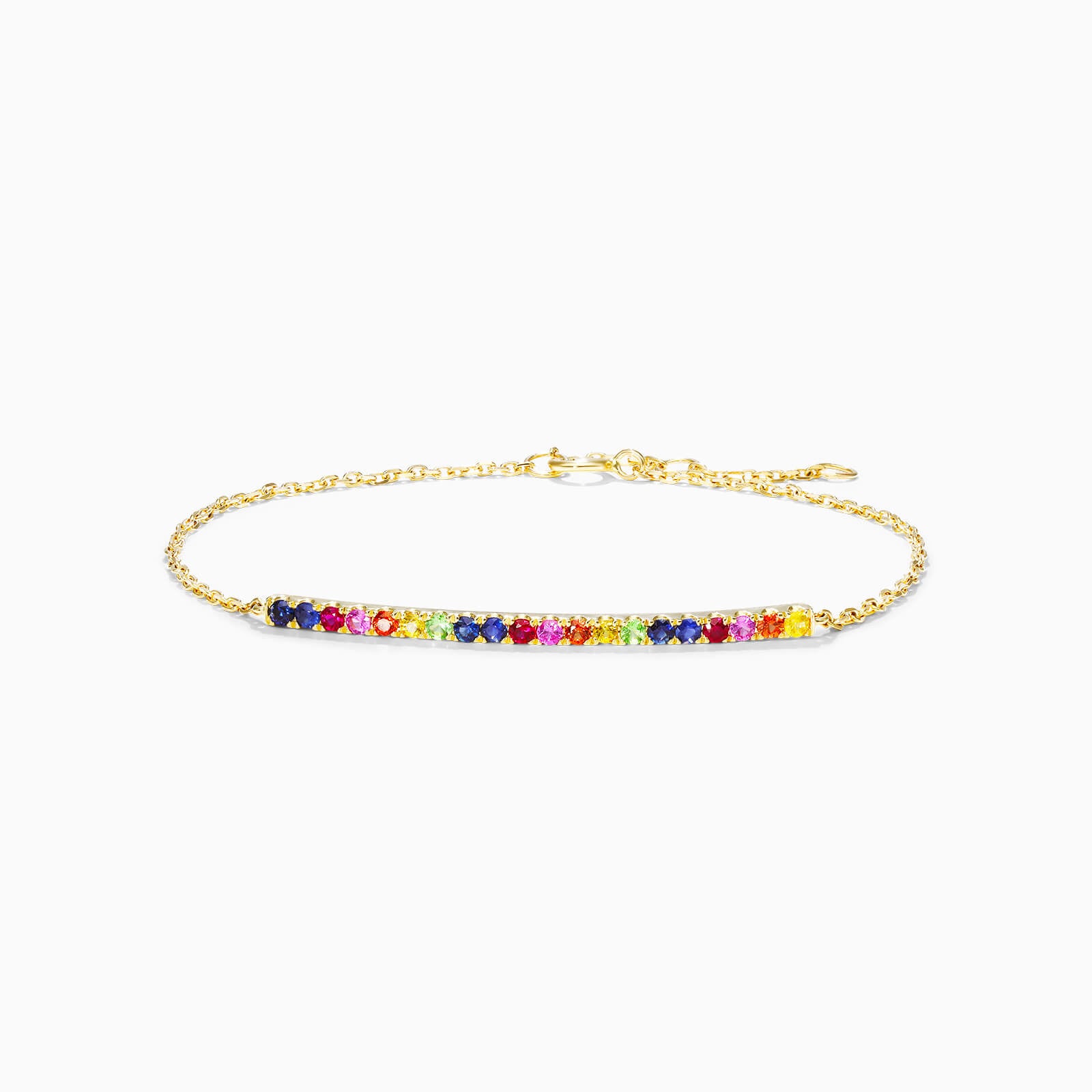Pulseira Feminina de Ouro Amarelo 18k Barra de Arco Iris
