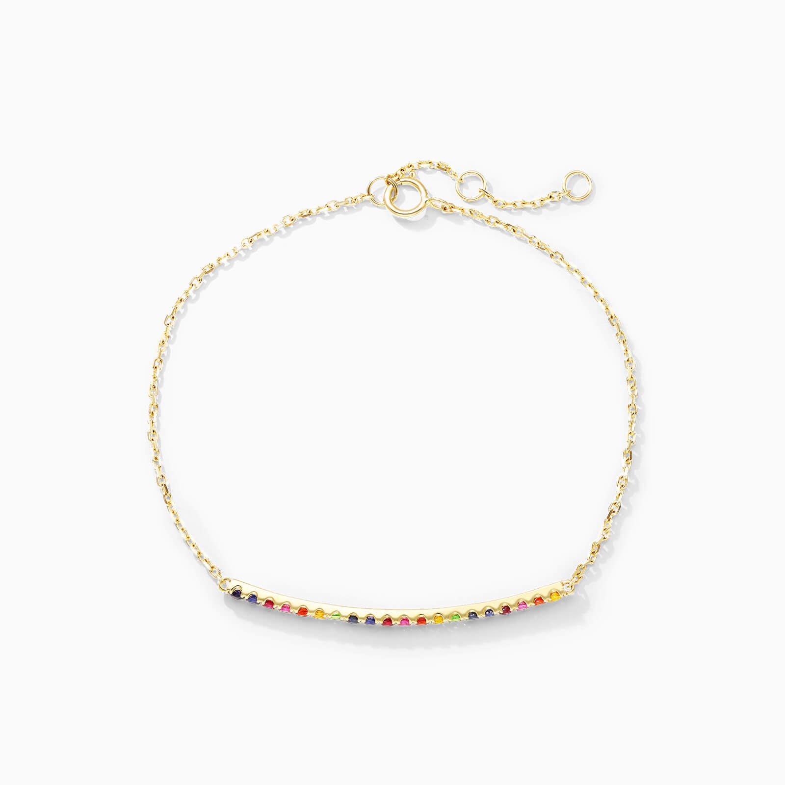 Pulseira Feminina de Ouro Amarelo 18k Barra de Arco Iris