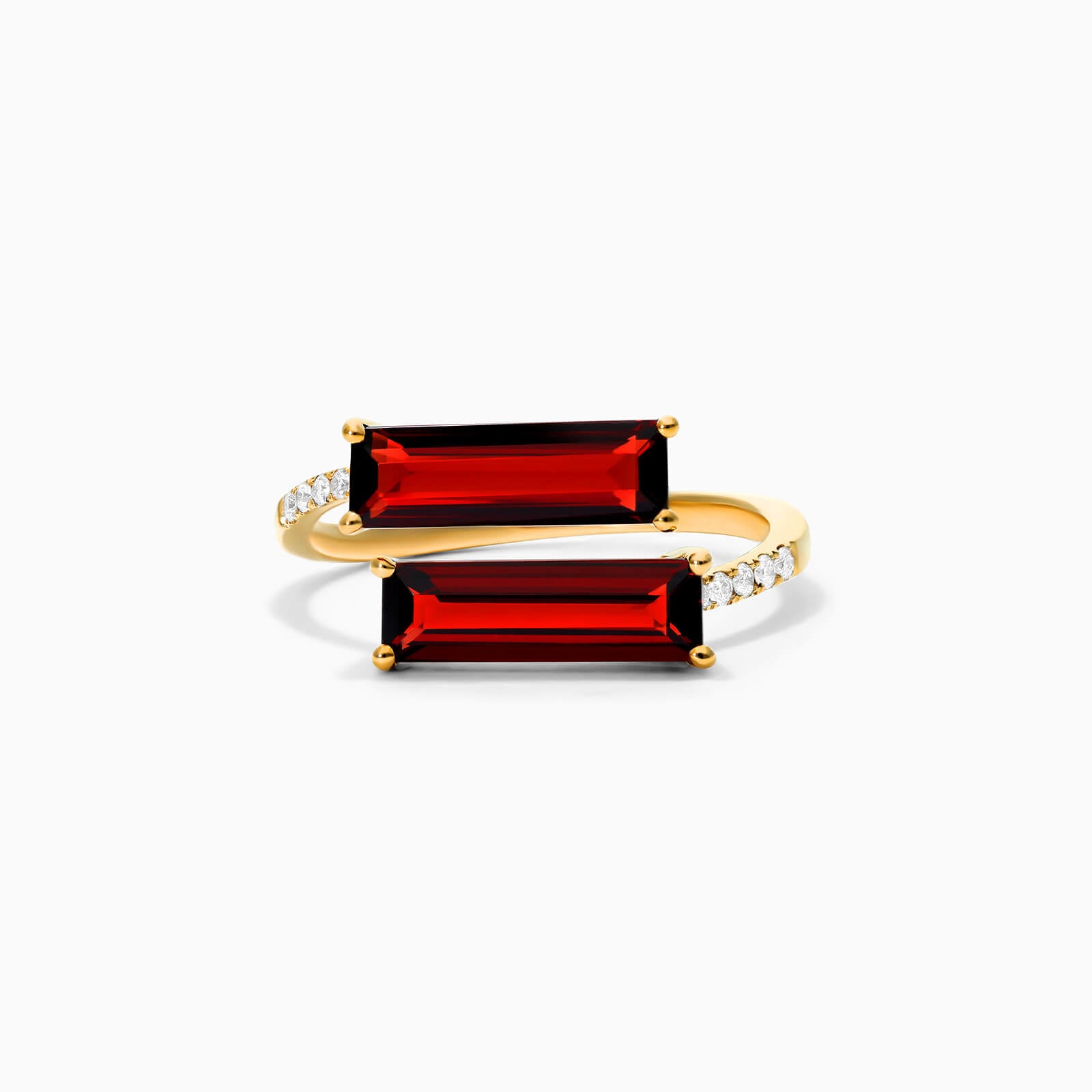 Anel De Ouro 18k Noivado C/ Diamante Brilhantes e Rubi Baguette | New | Anéis, diamante, rubi, yellow | AUREA FINE JEWELRY