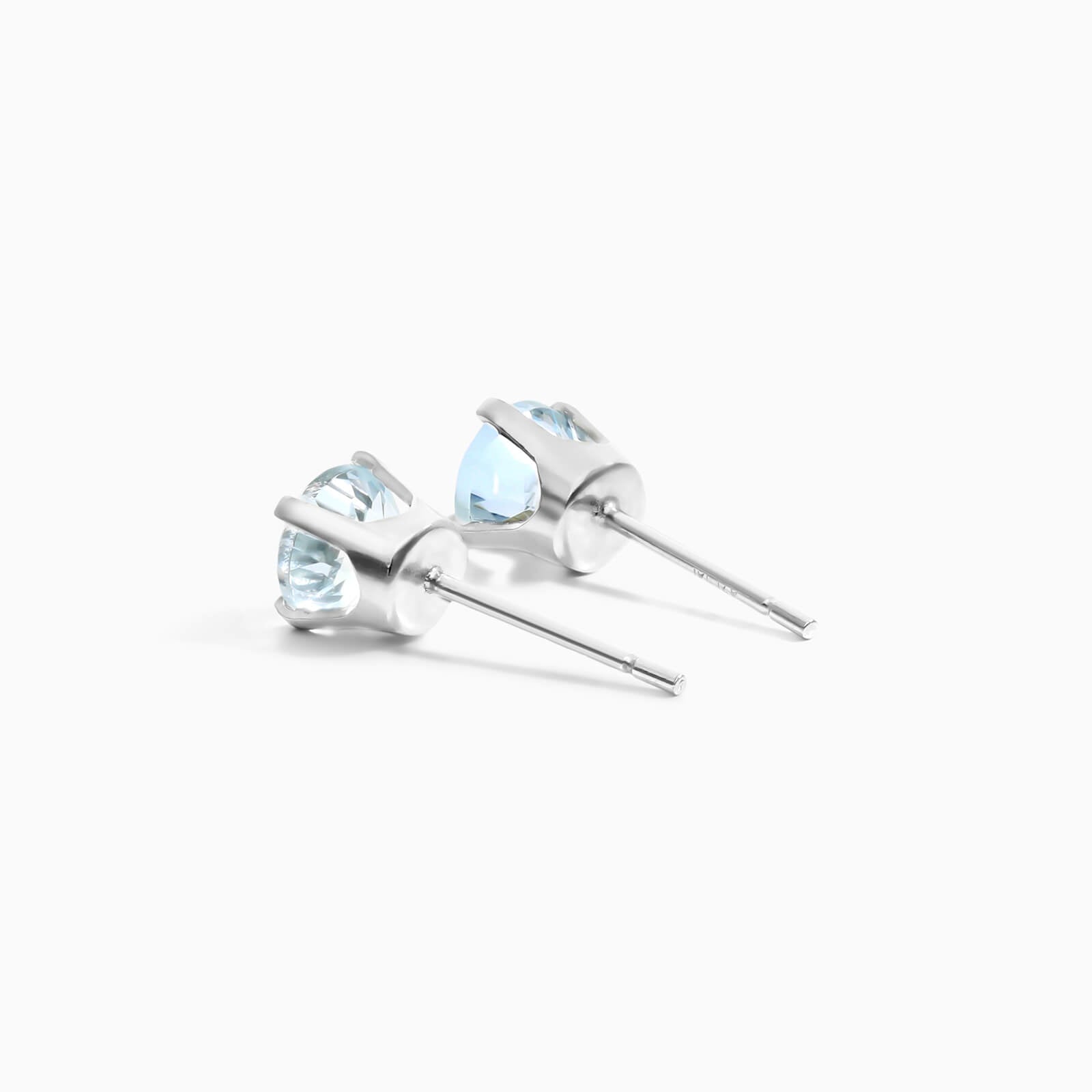 Brinco De Ouro 18k Feminino Solitario C/ Aquamarine Luxo Delicado Argran