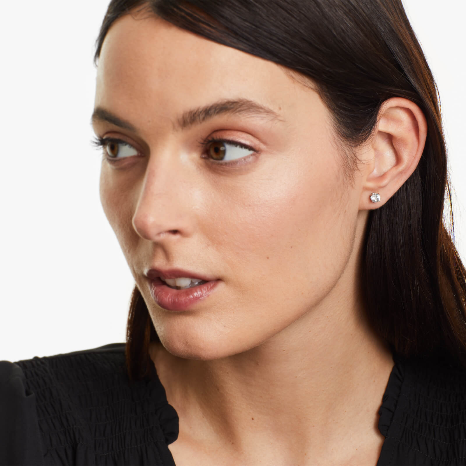 Brinco De Ouro 18k Feminino Solitario C/ Topazio Branco Luxo Delicado Argran