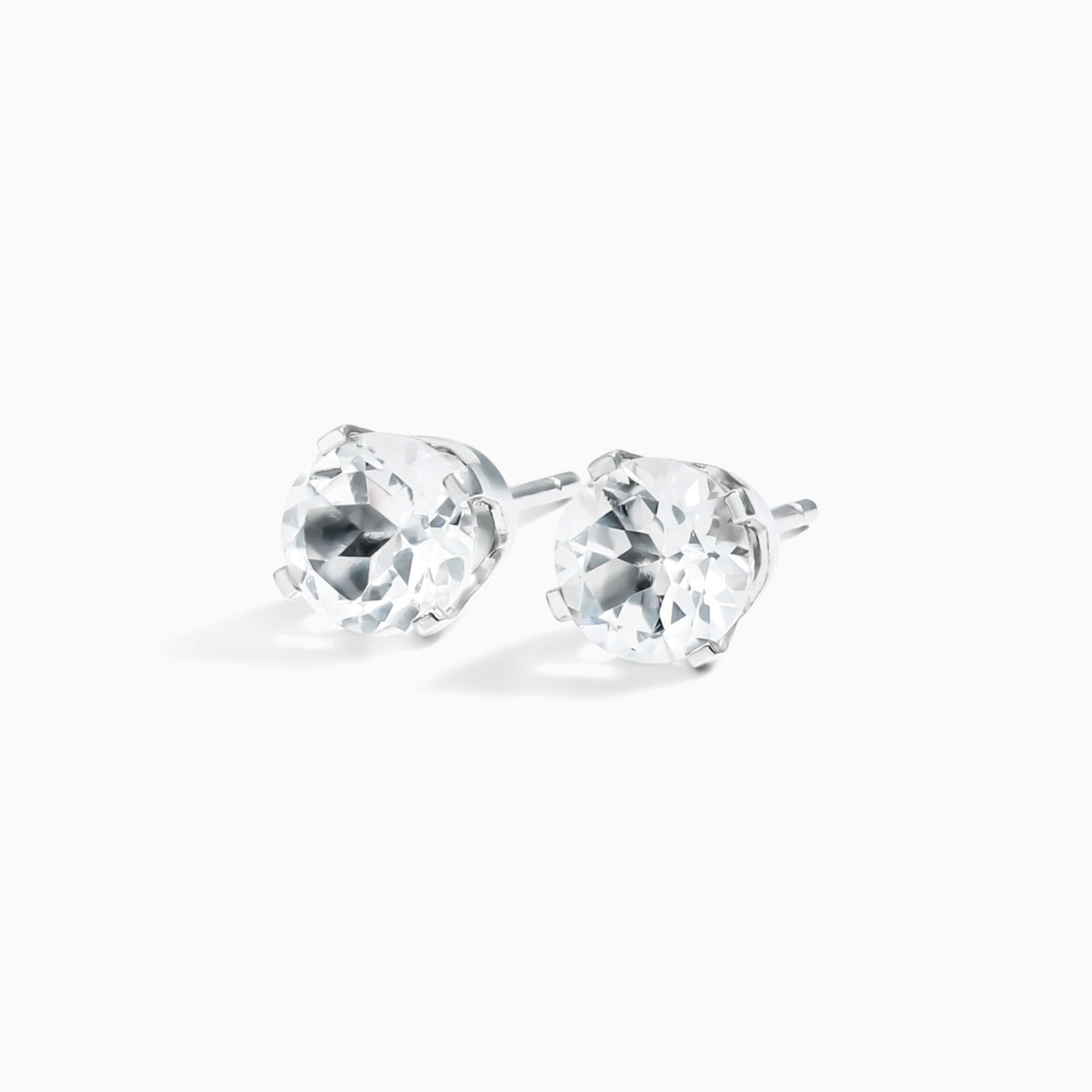 Brinco De Ouro 18k Feminino Solitario C/ Topazio Branco Luxo Delicado Argran