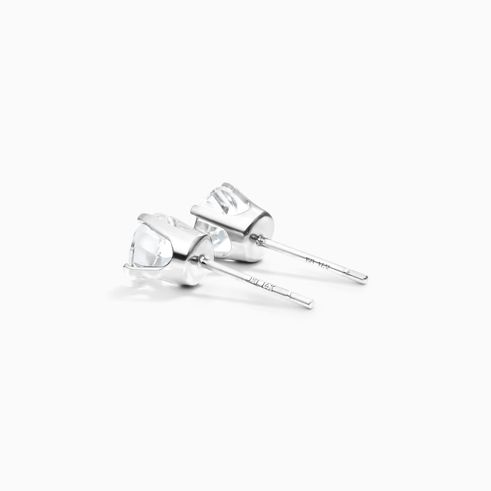 Brinco De Ouro 18k Feminino Solitario C/ Topazio Branco Luxo Delicado Argran