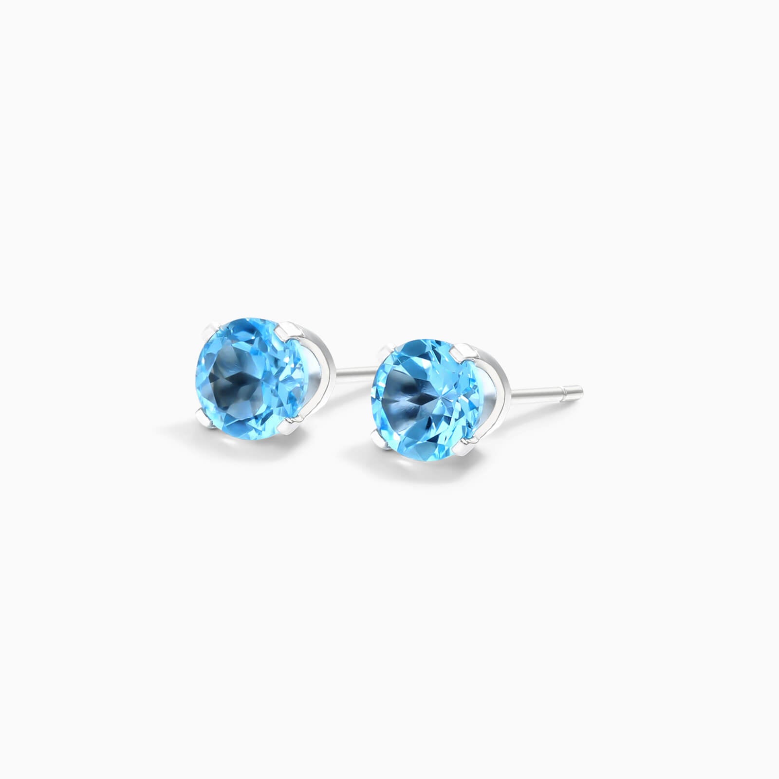 Brinco De Ouro 18k Feminino Solitario C/ Topazio Azul Luxo Delicado Argran