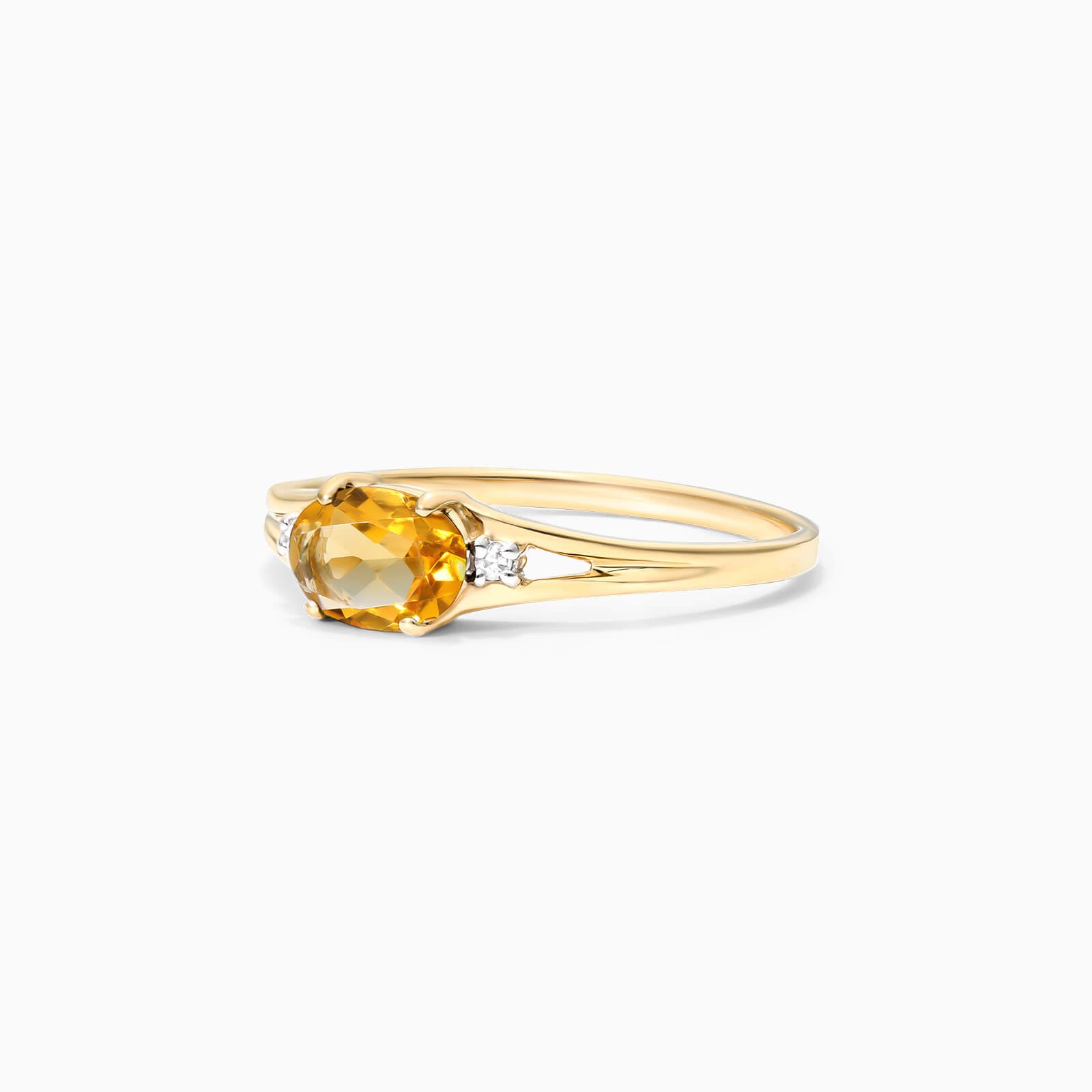 Anel De Ouro 18k iSabel C/ Citrino Solitario e Diamantes - AUREA FINE JEWELRY