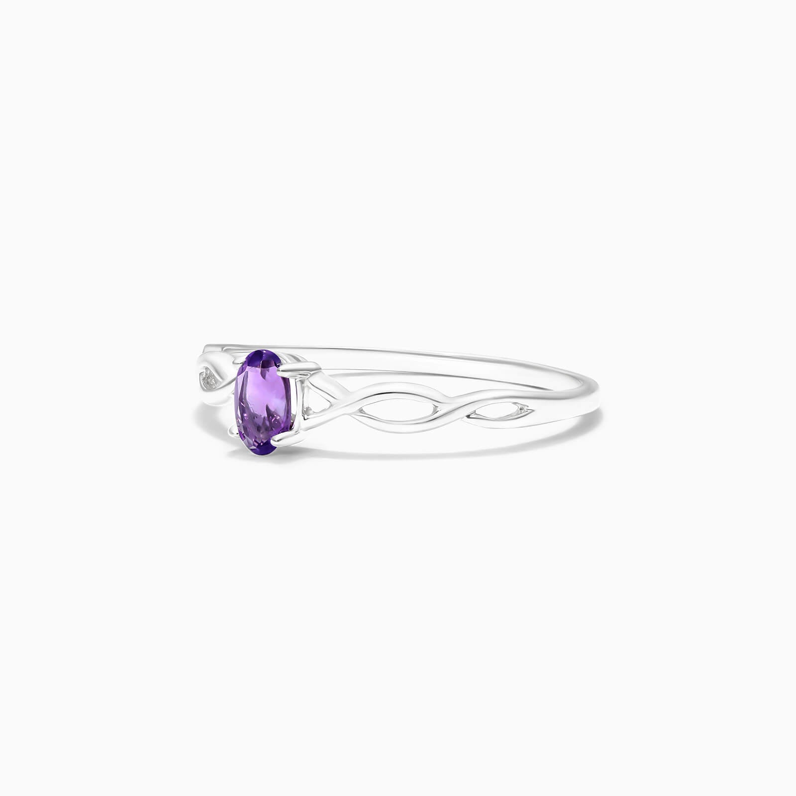 Anel De Ouro 18k Pedra Preciosa Ametista Solitario de Luxo - AUREA FINE JEWELRY