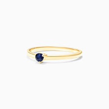 Anel De Ouro 18k Petite Safira Azul Solitario Delicado Luxo