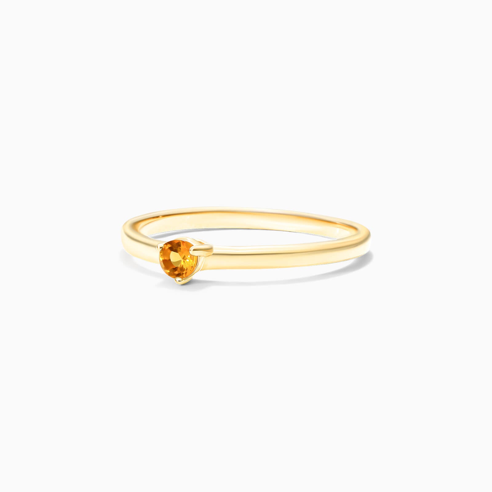 Anel De Ouro 18k Petite Citrino Solitario Delicado Luxo