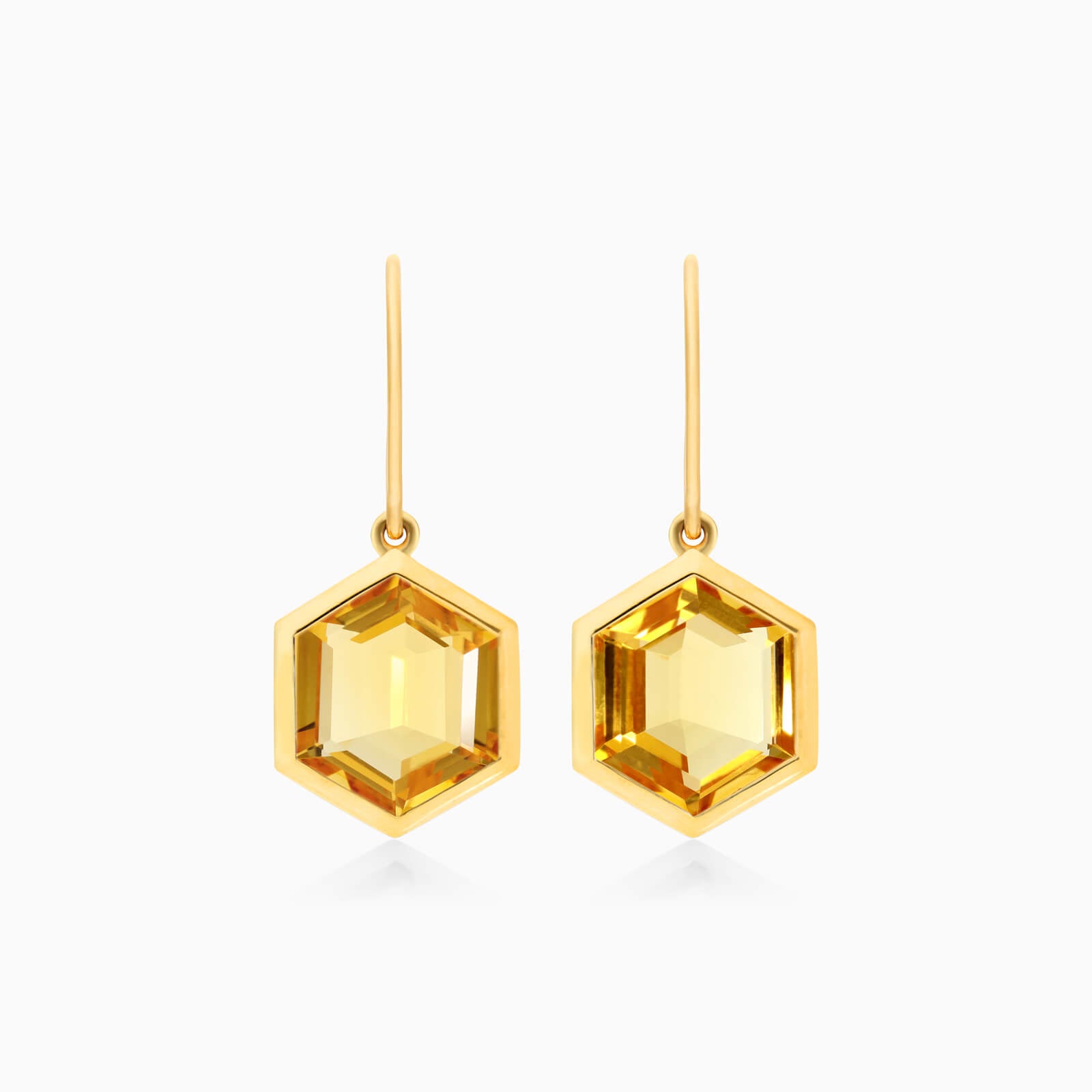 Brinco De Ouro 18k Feminino de Gancho com Citrino Hexagonal | New | Brincos, Celestial Diamonds, citrino, yellow | AUREA FINE JEWELRY