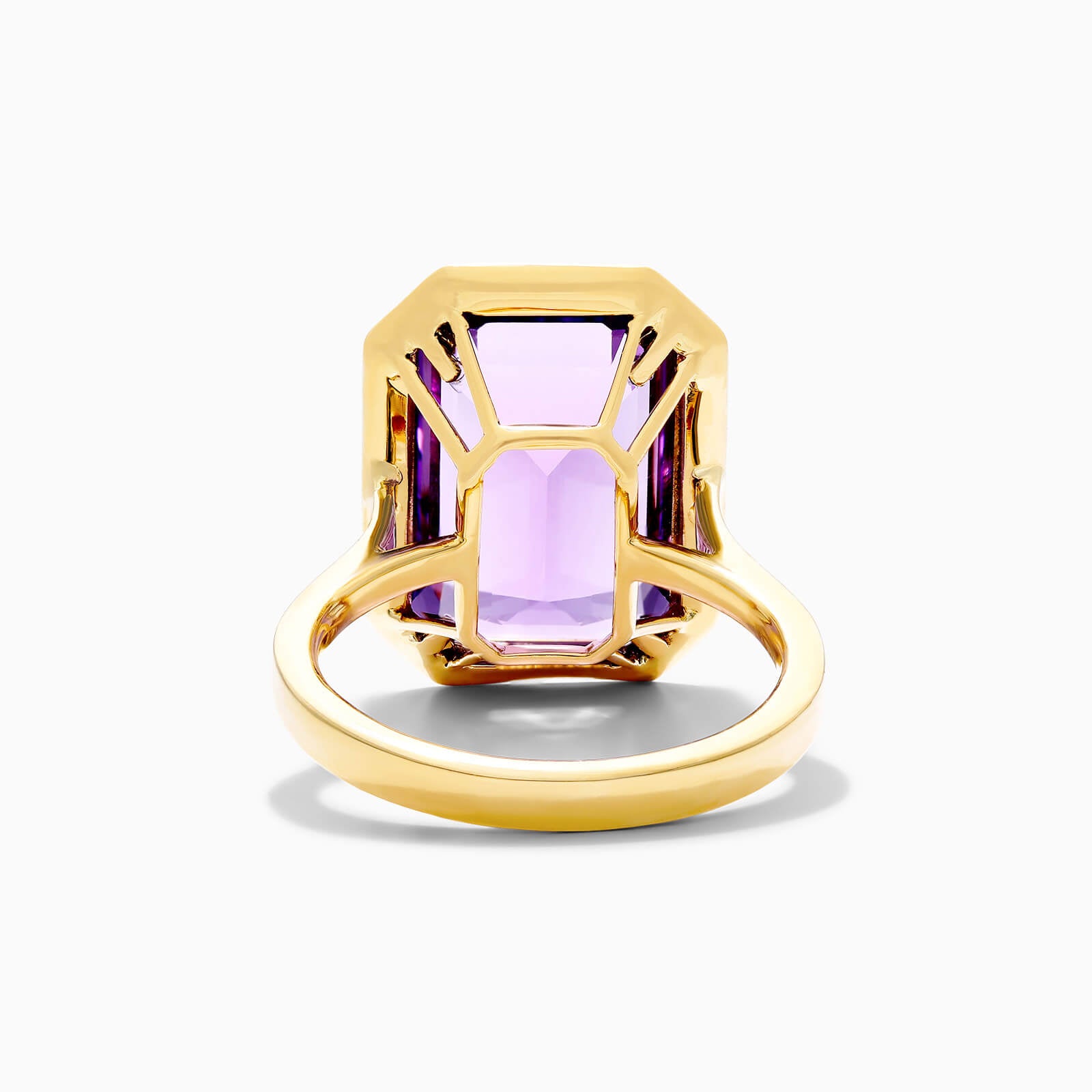 Anel De Moldura em Ouro 18k c/ Ametista Solitario de Luxo