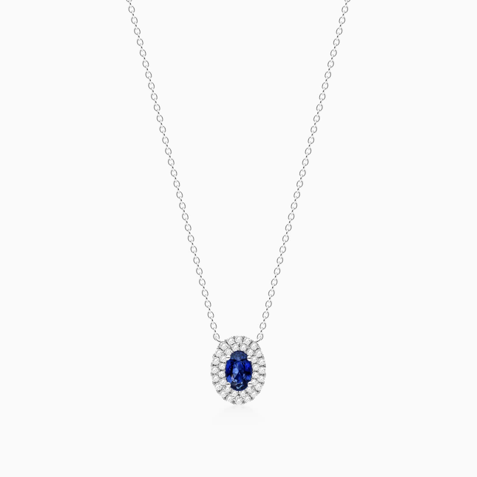 Corrente feminina em Ouro 18k diamantes e safira Luxo