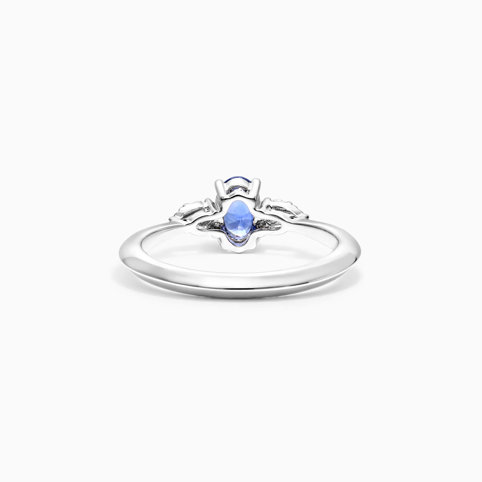 Anel De Ouro 18k Elsa C/ Safira Azul Solitario e Diamantes