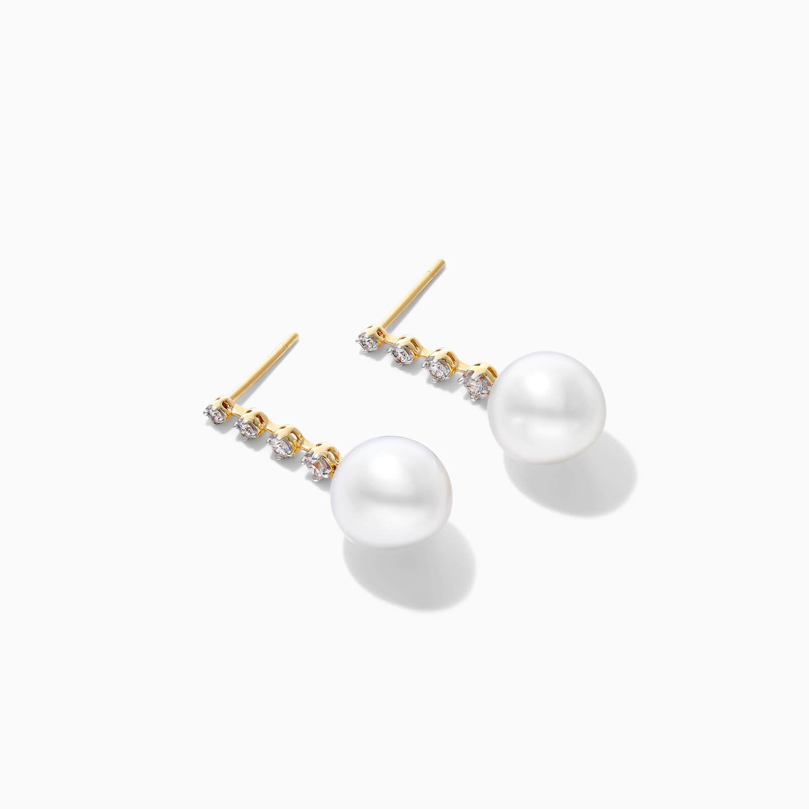 Brinco de Ouro 18k Pendurado de Perola Feminino Luxuoso
