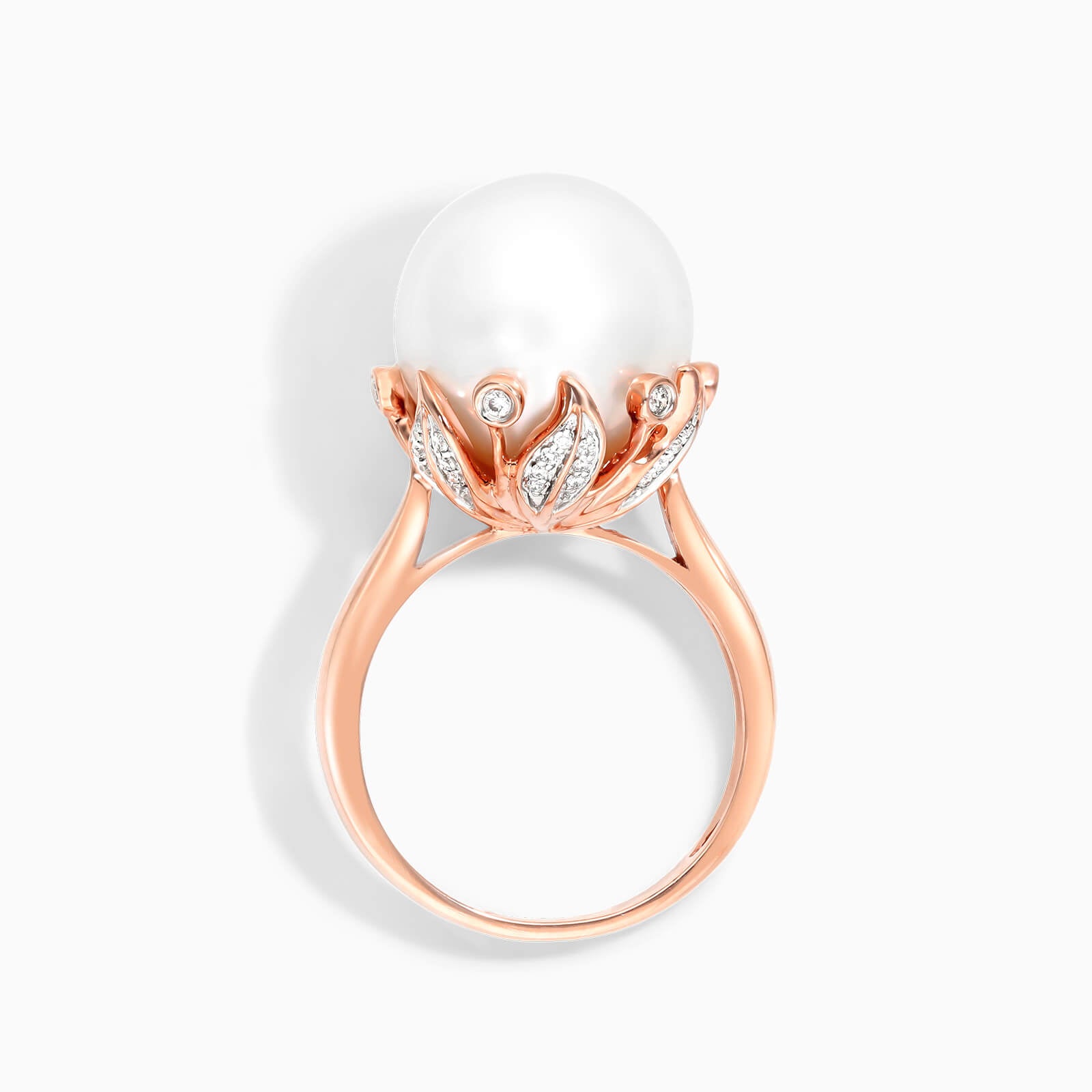 Anel De Ouro 18k Perola Solitaria e Diamantes De Princesa