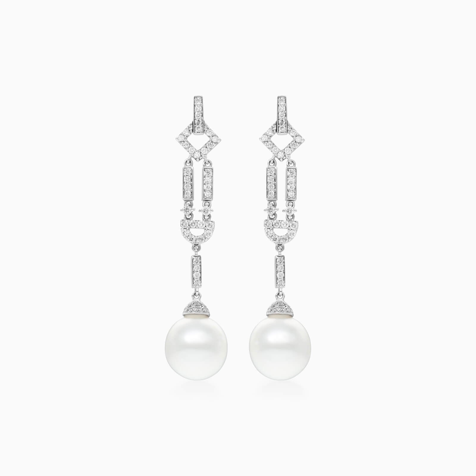 Brinco De Ouro 18k Pendurado Feminino c/ Brilhantes e Perola de Luxo Elsa | New | brinco, Brincos, diamante, perola, white | AUREA FINE JEWELRY