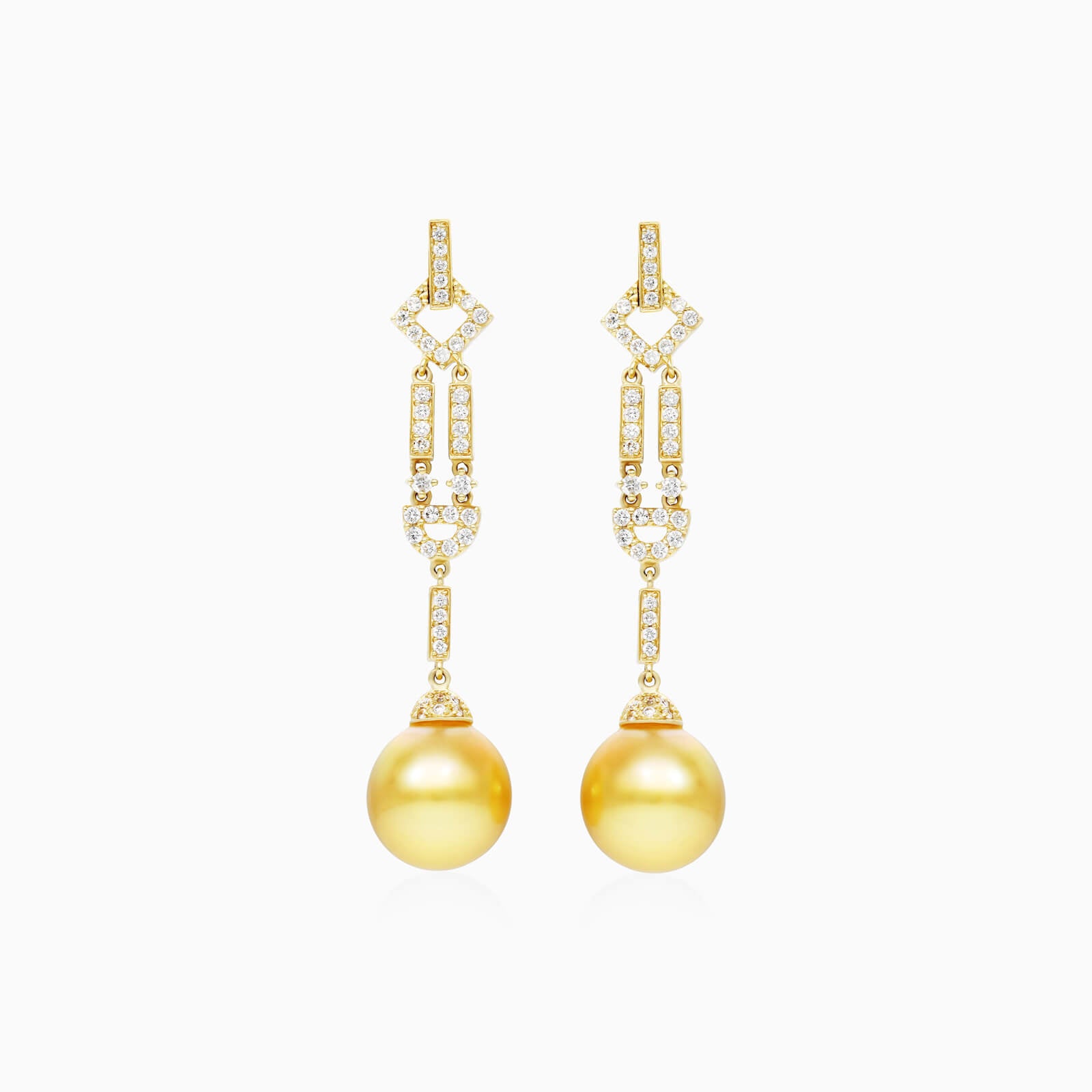 Brinco De Ouro 18k Pendurado Feminino c/ Brilhantes e Perola de Luxo Elsa | New | brinco, Brincos, diamante, perola, yellow | AUREA FINE JEWELRY