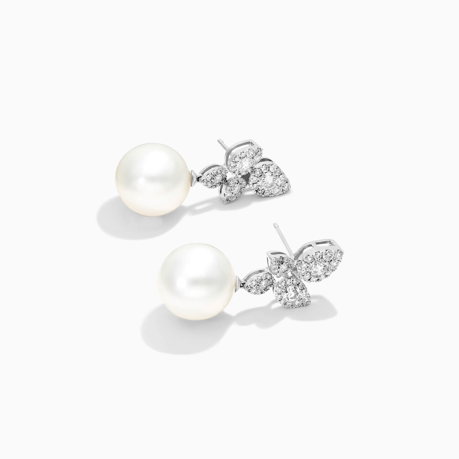Brinco De Ouro 18k Pendurado Feminino c/ Brilhantes e Perola de Luxo